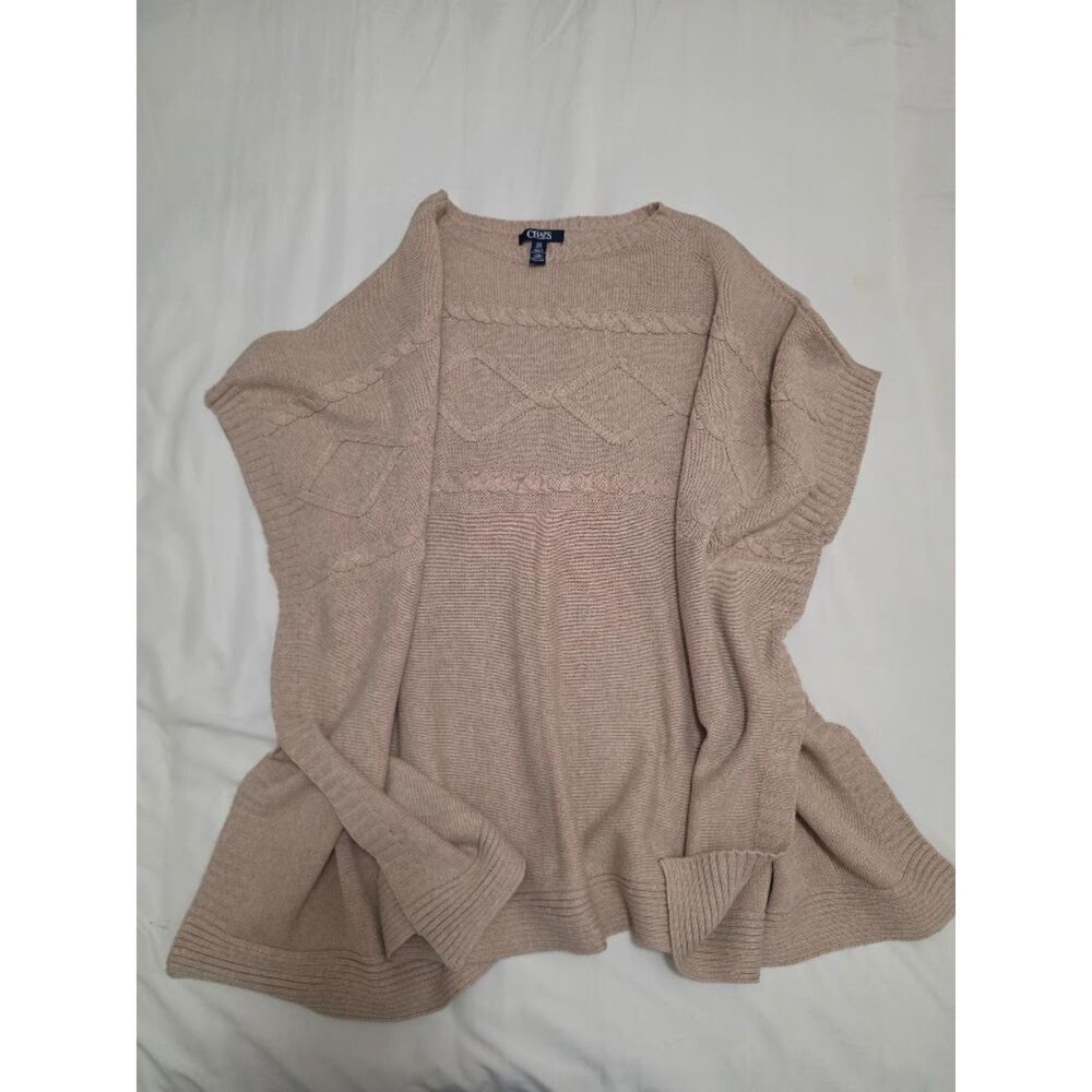 Ralph Lauren CHAPS tan poncho sweater S/M boho western